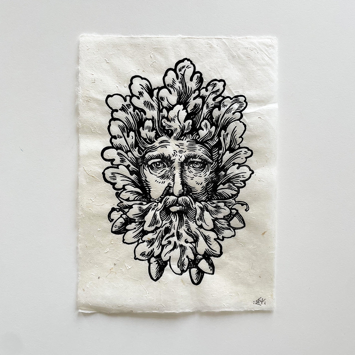 "Green Man" Linocut Print