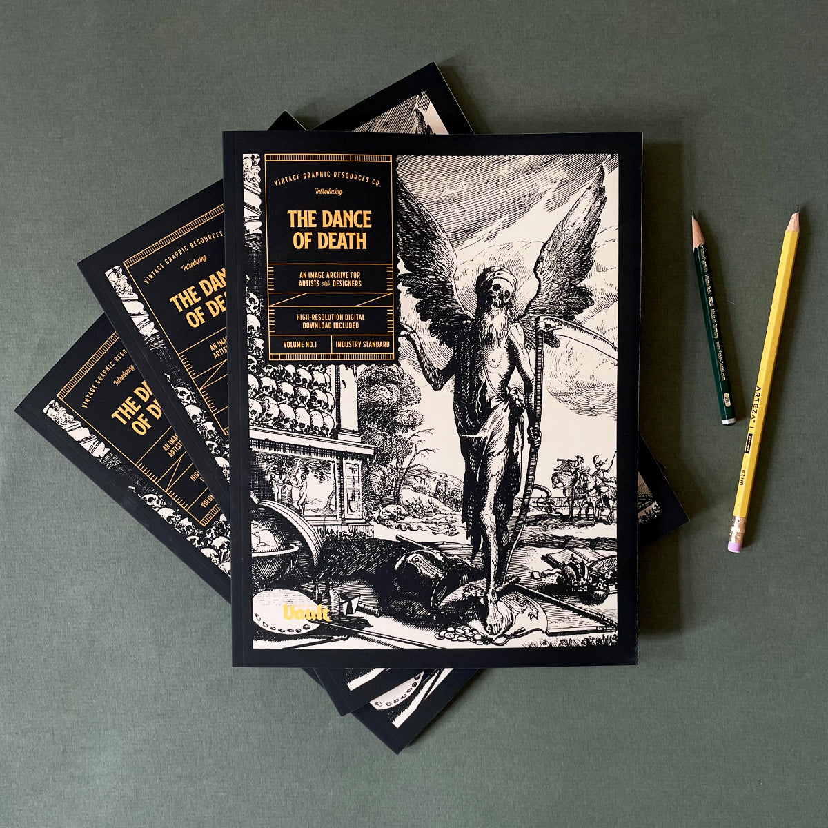 Stylized book cover with a skeletal figure illustration on a gray background