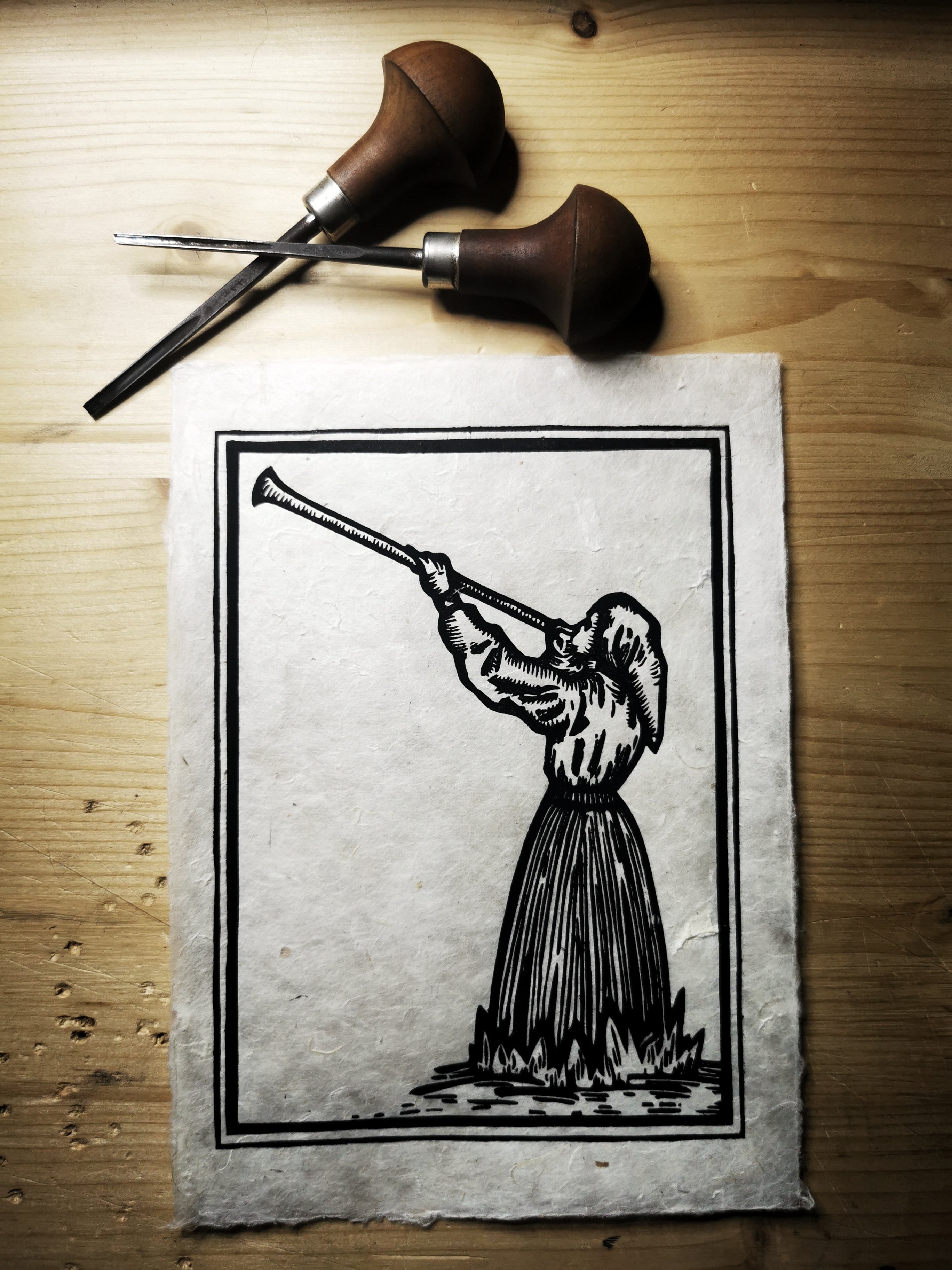 The Piper Linocut Print - MANVFACTVS - Haus Nostromo