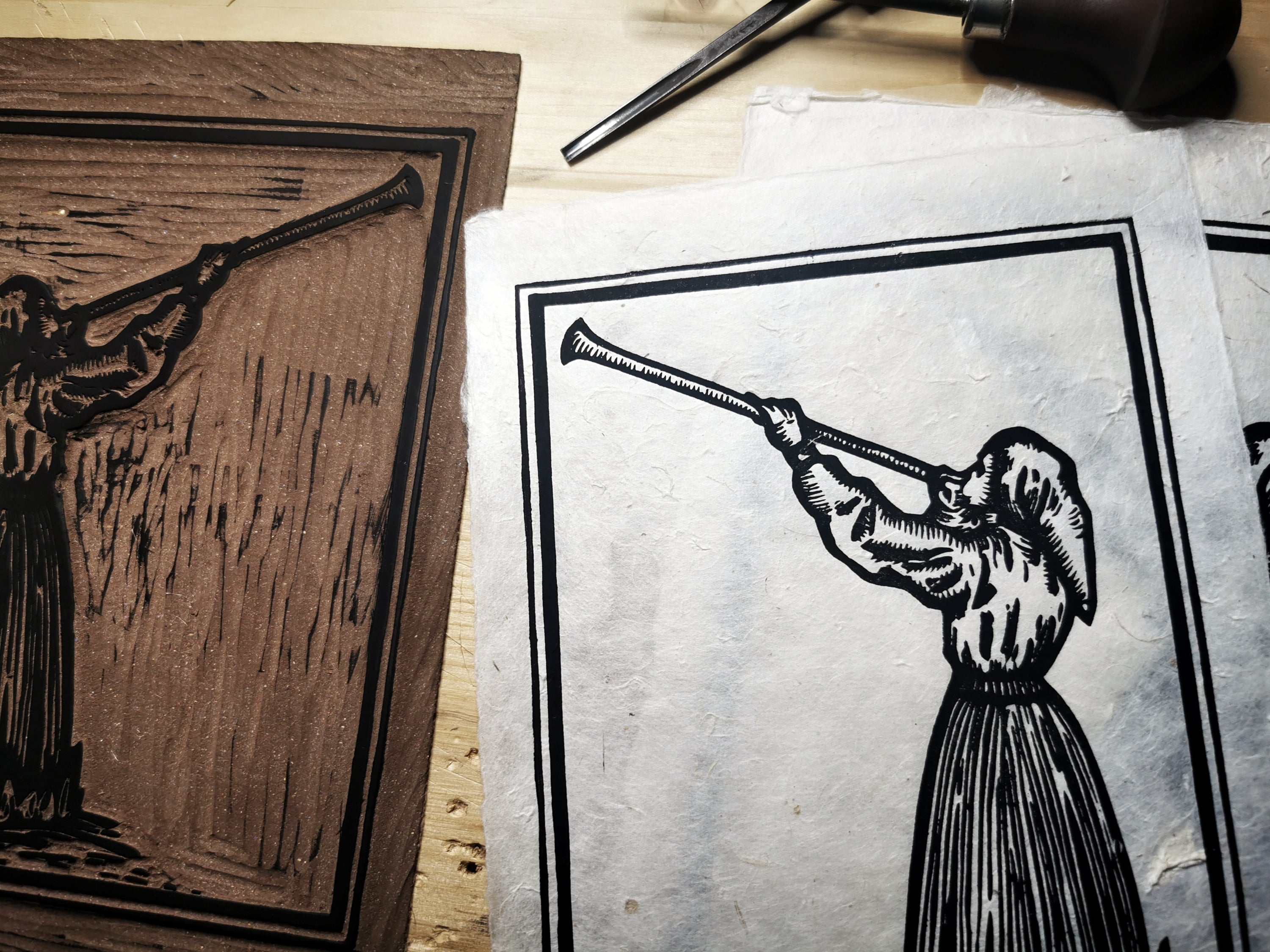 The Piper Linocut Print - MANVFACTVS - Haus Nostromo